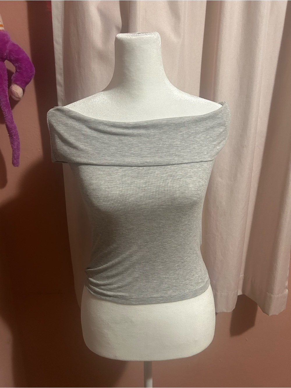 Cotton On Light Gray Off-the-Shoulder Top